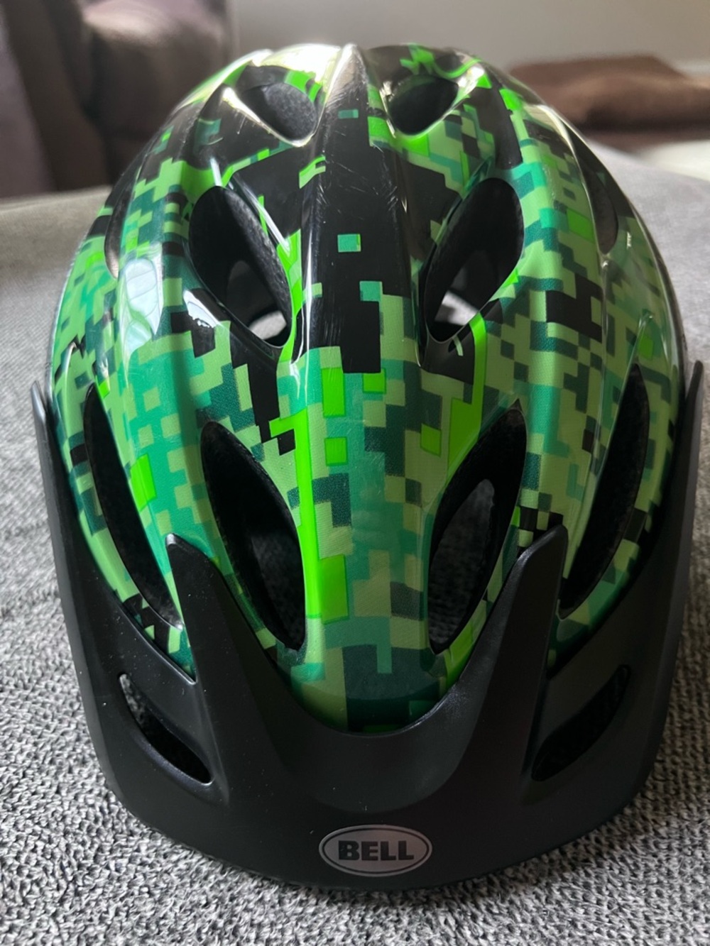 Kids' Green Digital Camo Bike Helmet